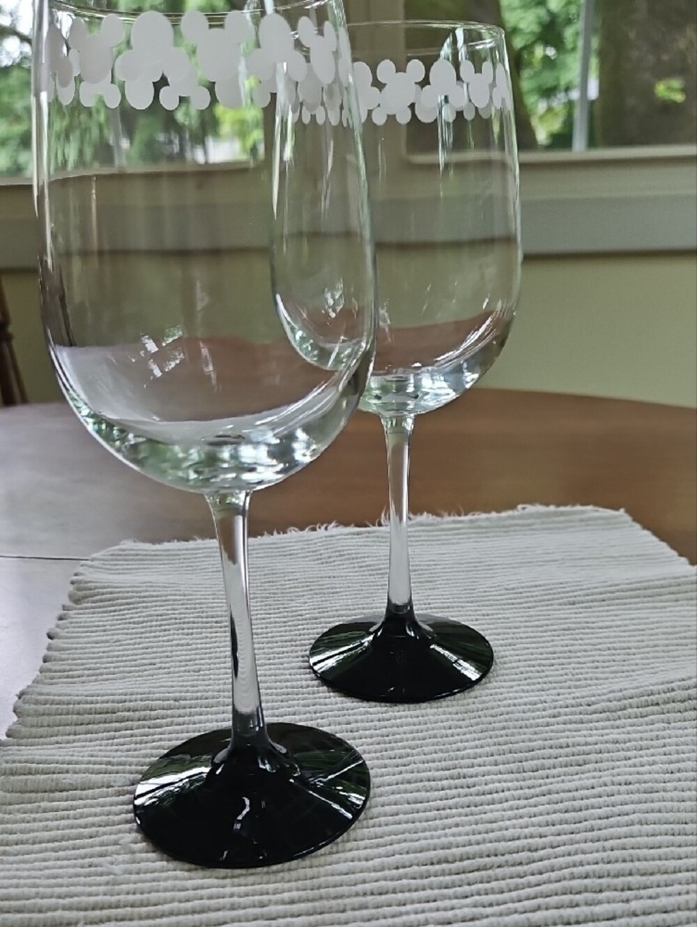 Disney White Mickey Pattern Stem Wine Glasses, Set of 2 - Picture 5 of 8